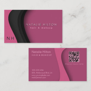 Pink black professional simple monogram business card
