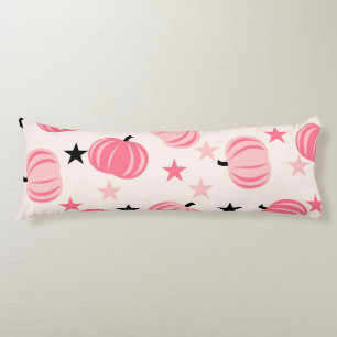 Pink & Black Pumpkin with Stars Halloween & Autumn Body Cushion