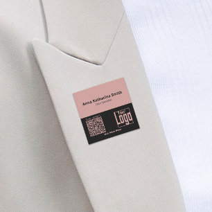 Pink Black QR-Code Logo Company Expertise Name Tag