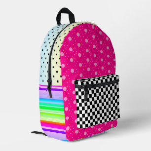 Pink black rainbow chequerboard striped Bag