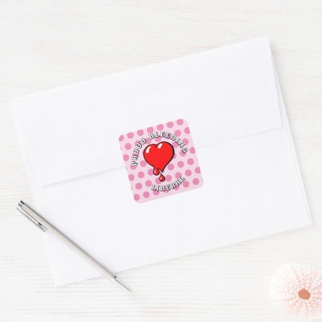 Pink Black Red Bleeding Heart Liberal Polka Dot Square Sticker (Envelope)