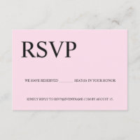 Pink Black Reserved seat Custom logo No mail RSVP