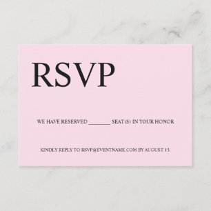 Pink Black Reserved seat Custom logo No mail RSVP Enclosure Card