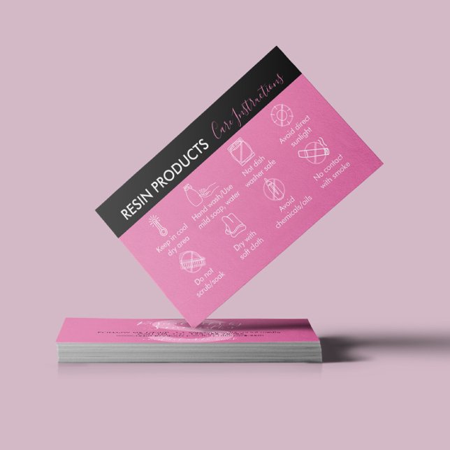 Pink Black Resin Products Care Instructions Business Card (Creator Uploaded)