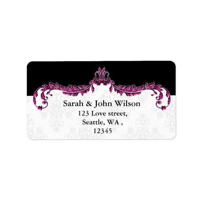 pink black return address label (Front)
