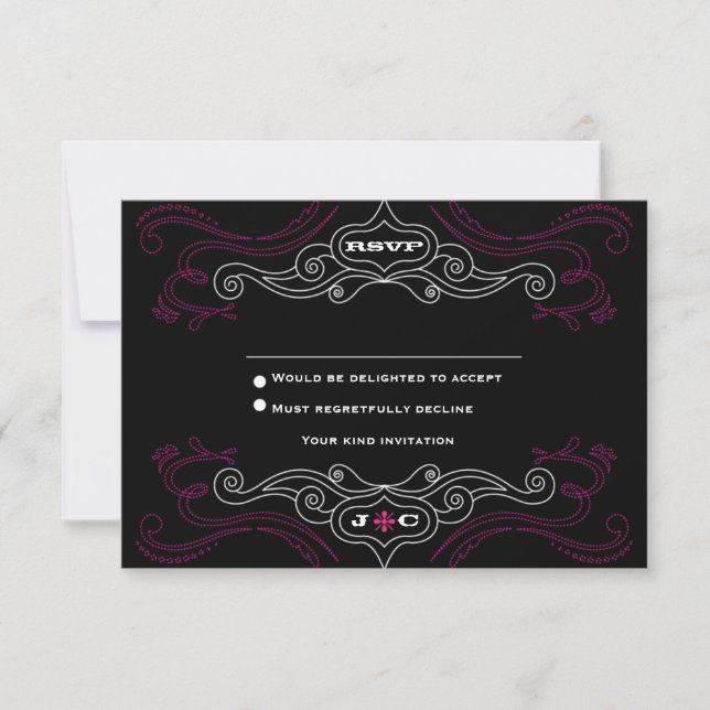 Pink & Black Rock 'n' Roll Music Themed Wedding Invitation (Front)