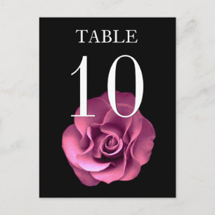 Pink & Black Rose Banquet Table Number Card