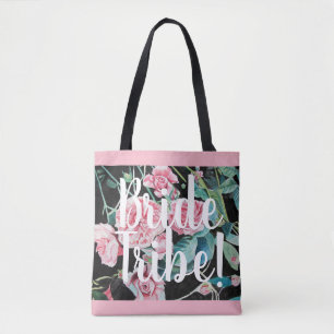 Pink Black Roses Floral Wedding Bride Tribe Bag