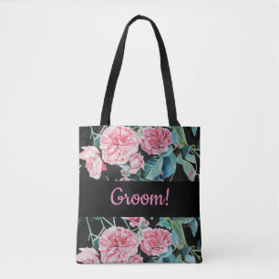 Pink Black Roses Rose Groom wedding Man Tote Bag