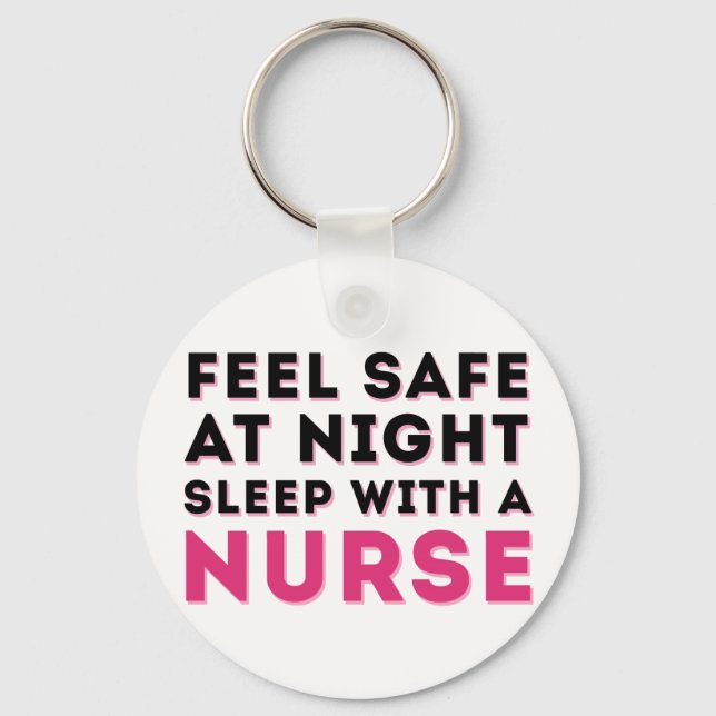 Pink Black Sassy Nurse Humour Key Ring (Front)