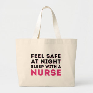Pink Black Sassy Nurse Humour Large Tote Bag