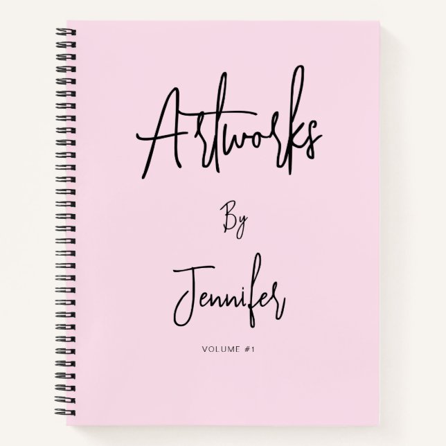 Pink Black Script Name Artwork Sketchbook  Notebook (Front)