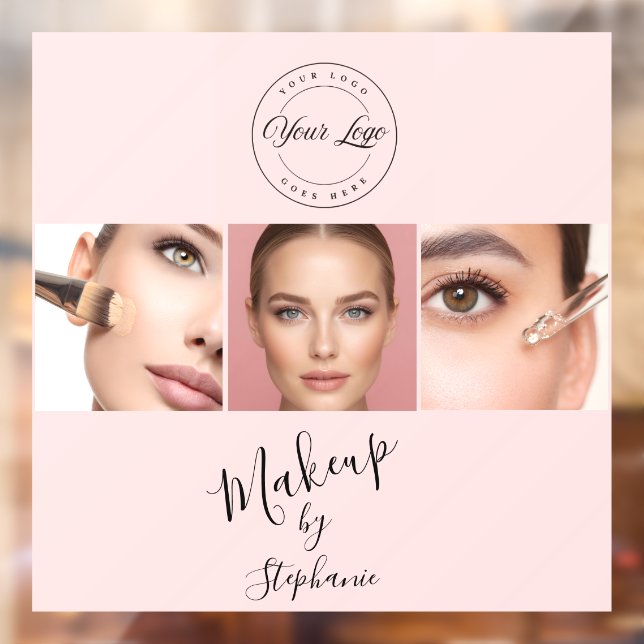  Pink Black Script Your Logo 3 Photo Makeup Window Cling (Sheet 2)