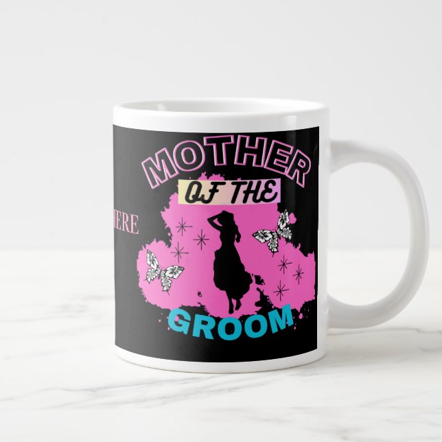 Pink & Black Silhouette Mum Mother Of The Groom  Large Coffee Mug (Right)