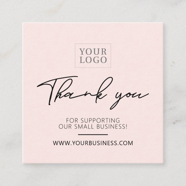 Pink & Black Simple Business Thank you Insert Card (Front)