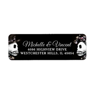Pink & Black Skeleton Custom Small Wedding Address