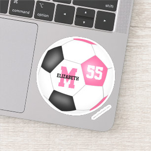 Pink black soccer ball girls personalised