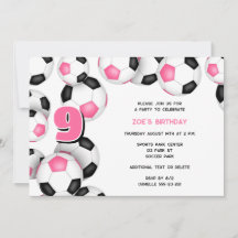 pink black soccer balls kids birthday party