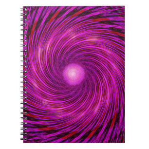 Pink Black Spiral Wave Kaleidoscope Art Notebook