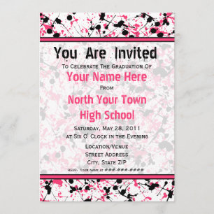 Pink & Black Splatter Graduation Invitation - 2011