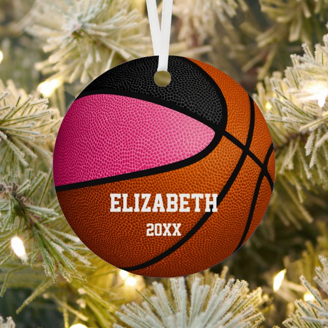 pink black sports girls commemorative basketball metal tree decoration (Insitu)