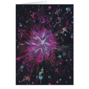 Pink Black Starburst Abstract Art Acrylic Painting