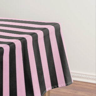 Pink black stripe pattern tablecloth