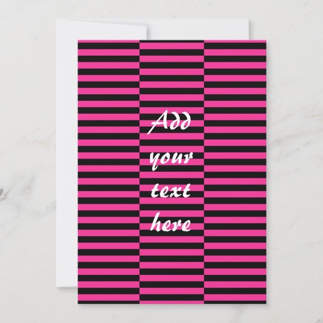 Pink & Black Stripes Custom Invitation (Front)