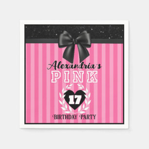  PINK Black Stripes Girly Birthday/Pajama Party  Napkin