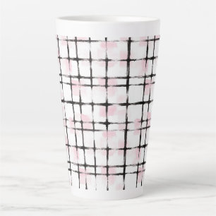Pink Black Stripes Latte Mug