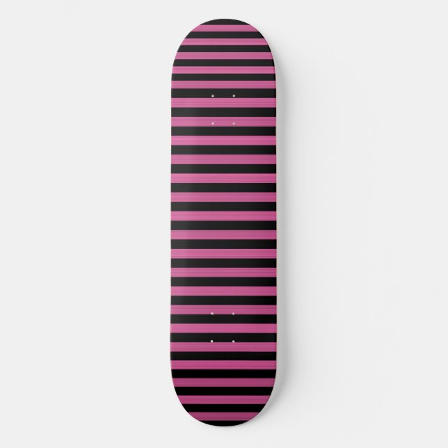 Pink Black Stripes Pattern Skateboard (Front)
