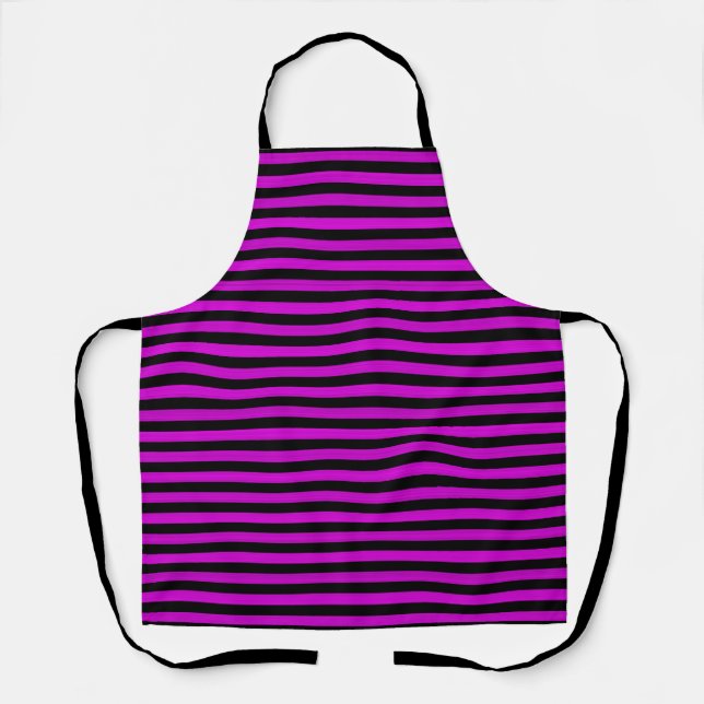 Pink Black Stripes Seamless Pattern Apron (Front)
