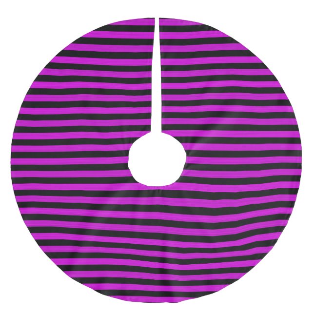 Pink Black Stripes Seamless Pattern Brushed Polyester Tree Skirt (Front)