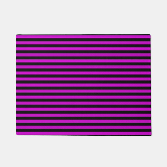 Pink Black Stripes Seamless Pattern Doormat (Front)