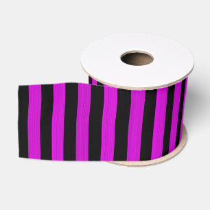 Pink Black Stripes Seamless Pattern Grosgrain Ribbon