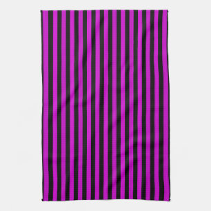 Pink Black Stripes Seamless Pattern Tea Towel