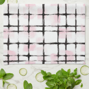 Pink Black Stripes Tea Towel
