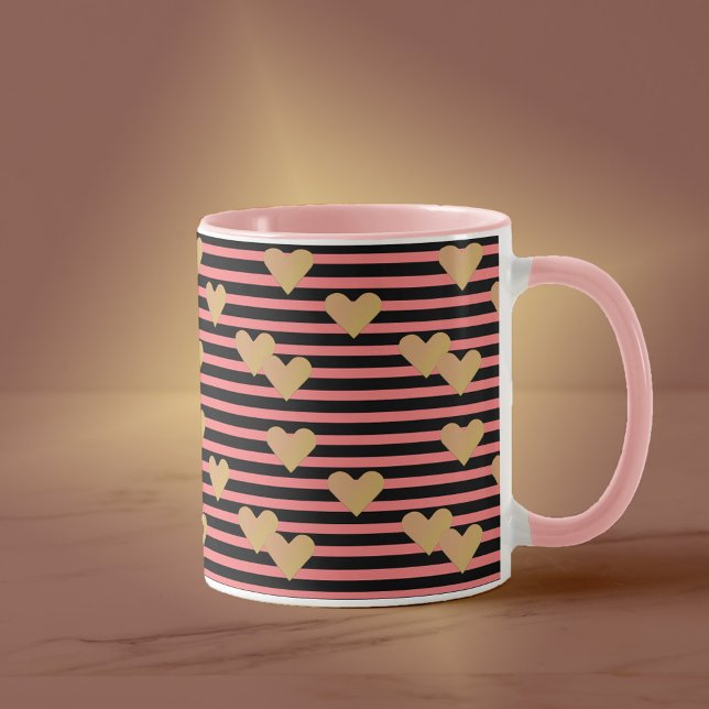 Pink & Black Stripes Valentine Mug (Creator Uploaded)