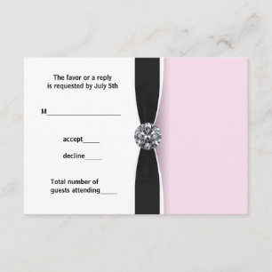 Pink Black Sweet 16 Birthday Party RSVP Card