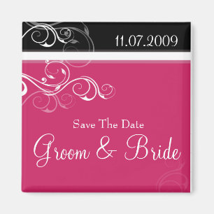 Pink & Black Swirls Magnet