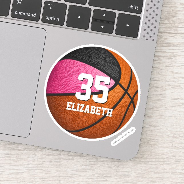 Pink black team colours girls basketball (Detail)