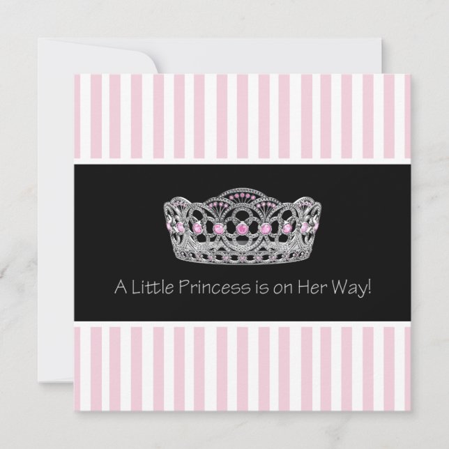 Pink Black Tiara Princess Baby Shower Invitation (Front)