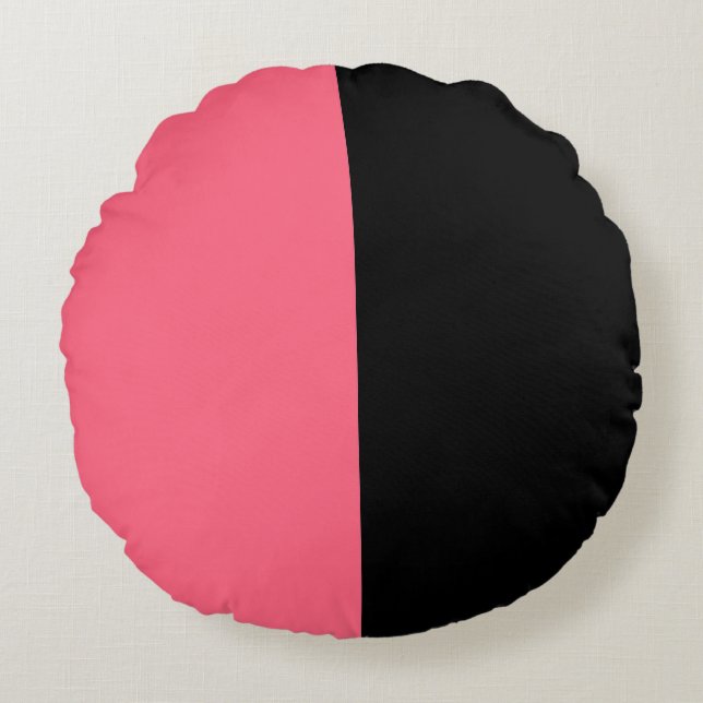 Pink Black Two Colour Tone Half Split  Round Cushion (Front)