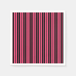 Pink Black Vertical Stripes Pattern Design Napkin