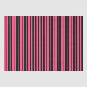 Pink Black Vertical Stripes Pattern Design Tissue Paper