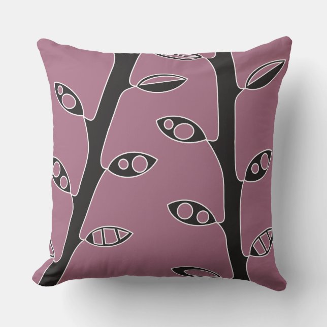 Pink Black VINES Retro DESIGN Throw Pillow (Front)