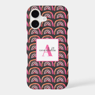 Pink & Black Watercolor Rainbow Pattern