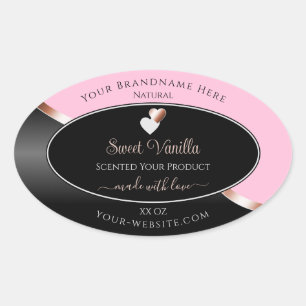Pink Black Wavy Rose Gold Hearts Product Labels