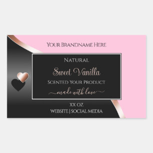 Pink Black Wavy Rose Gold Hearts Product Labels