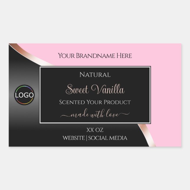 Pink Black Wavy Rose Gold with Logo Product Labels (Front)
